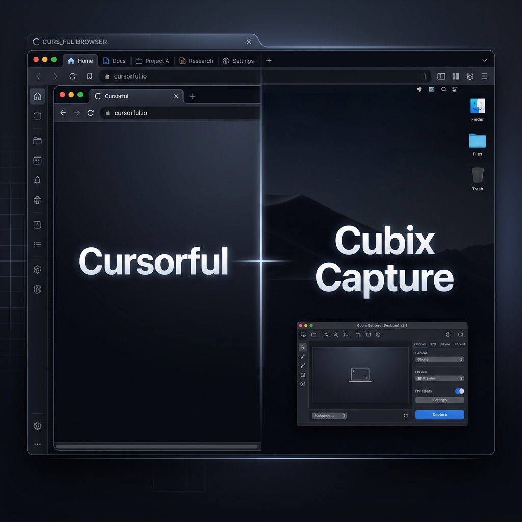 A platform comparison between Cursorful's browser focus and Cubix Capture's desktop focus