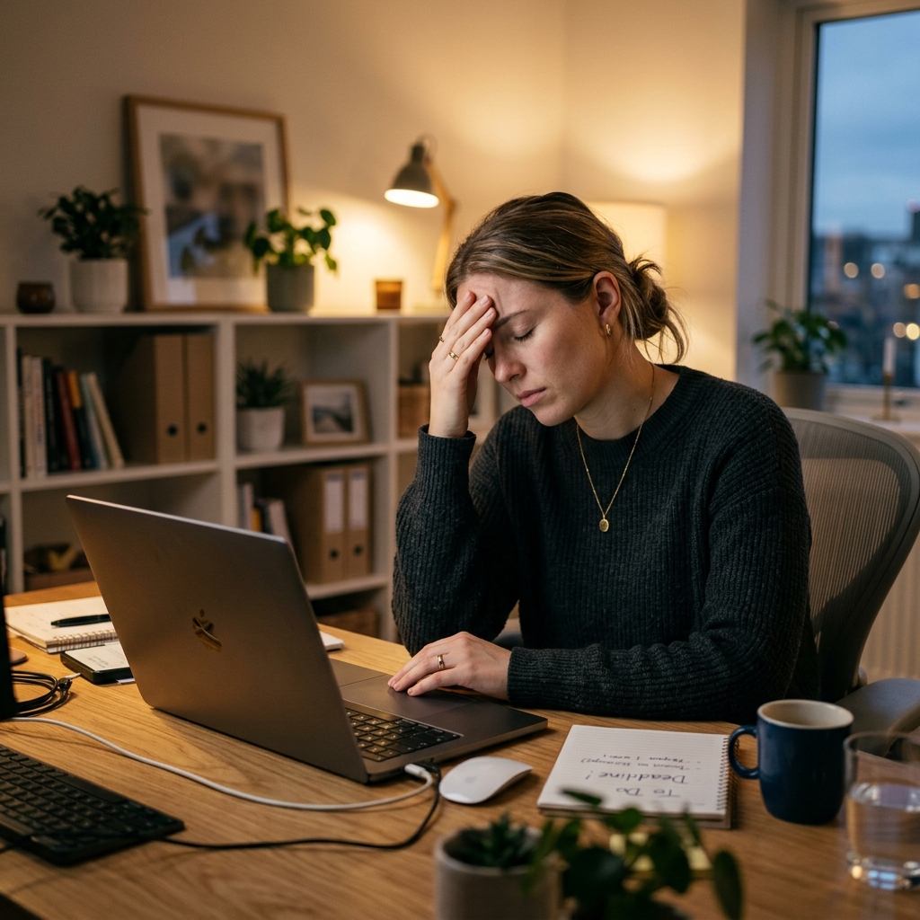 A frustrated user looking at a "File Too Large" error message on their laptop