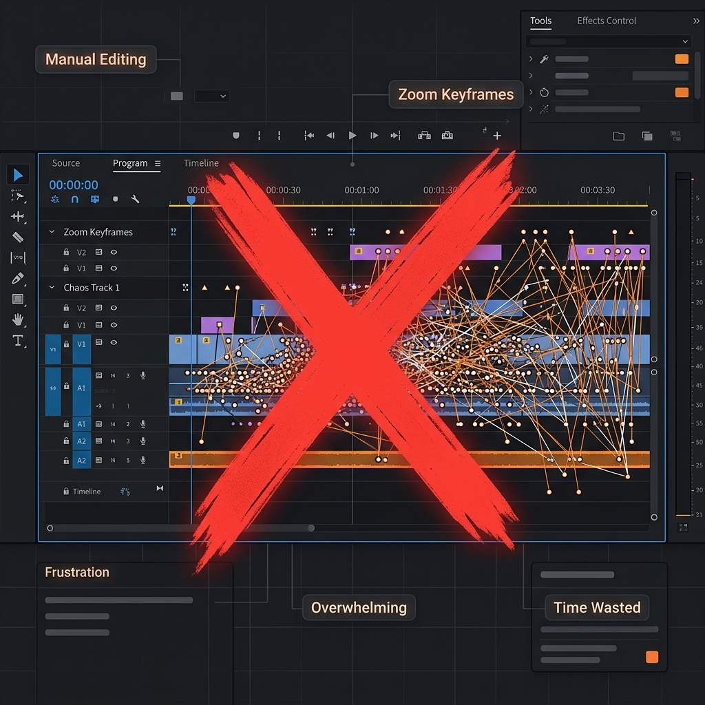 A graphic representing the overwhelming complexity and frustration of manual zoom keyframes