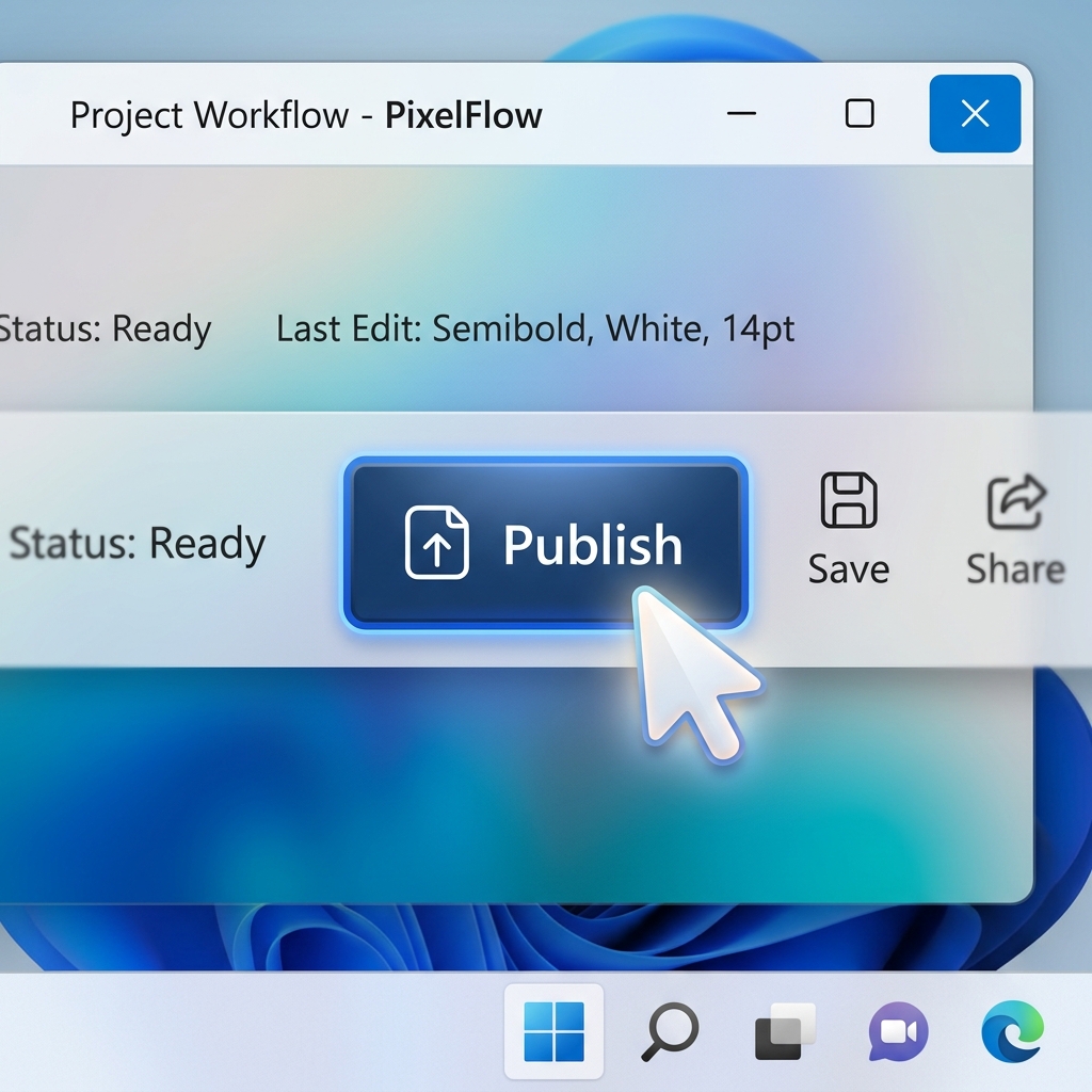 Close-up of a Windows 11 software interface with a smooth, highlighted mouse cursor