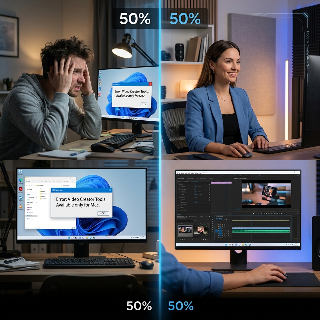 A contrast between Windows user frustration and the smooth recording experience of Cubix Capture